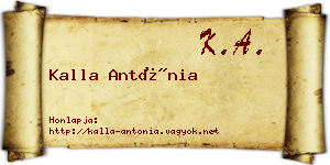 Kalla Antónia névjegykártya