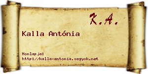 Kalla Antónia névjegykártya